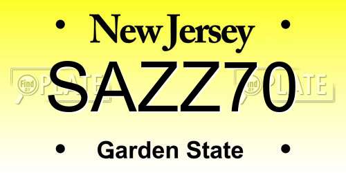 SAZZ70 New Jersey License Plate
