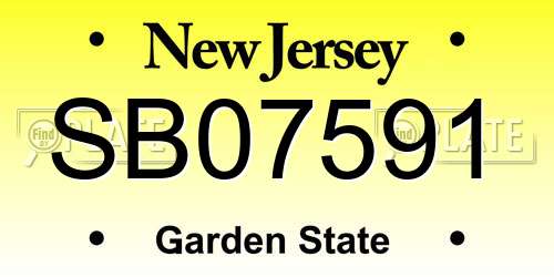 SB07591 New Jersey License Plate