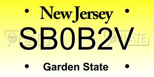 SB0B2V New Jersey License Plate
