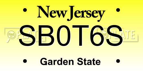 SB0T6S New Jersey License Plate