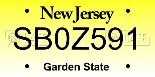 SB0Z591 New Jersey License Plate