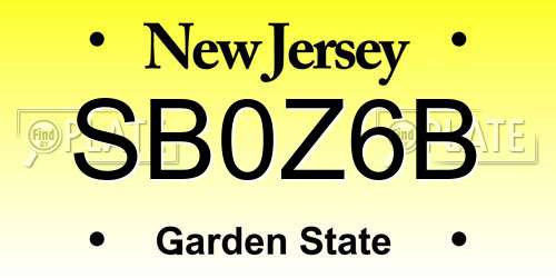 SB0Z6B New Jersey License Plate