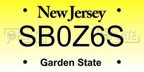 SB0Z6S New Jersey License Plate