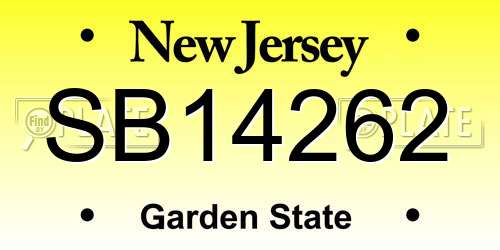 SB14262 New Jersey License Plate