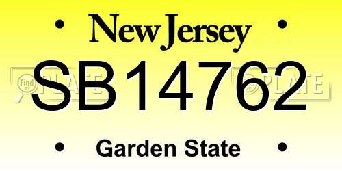 SB14762 New Jersey License Plate