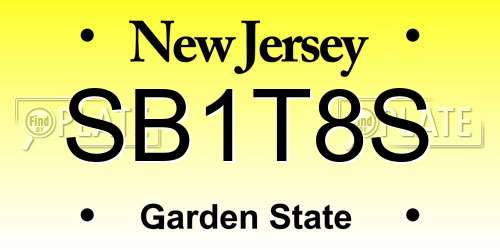 SB1T8S New Jersey License Plate
