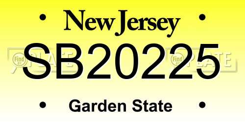SB20225 New Jersey License Plate