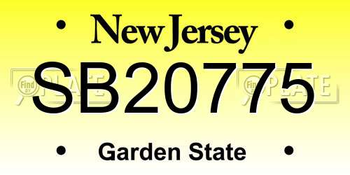 SB20775 New Jersey License Plate