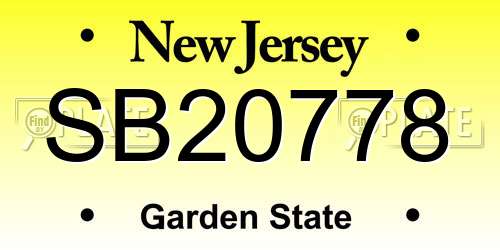 SB20778 New Jersey License Plate