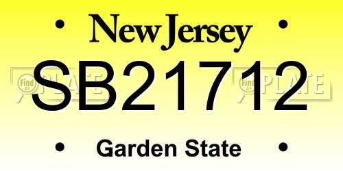 SB21712 New Jersey License Plate