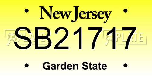 SB21717 New Jersey License Plate