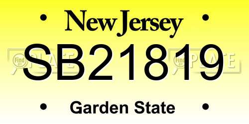 SB21819 New Jersey License Plate
