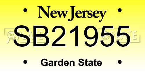 SB21955 New Jersey License Plate