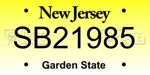 SB21985 New Jersey License Plate