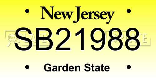 SB21988 New Jersey License Plate