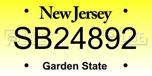 SB24892 New Jersey License Plate