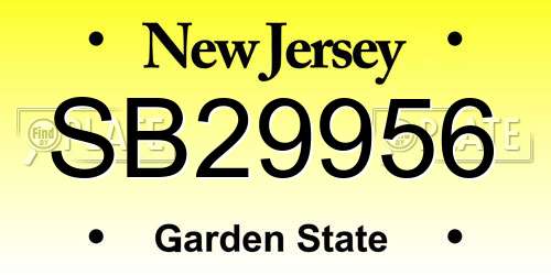 SB29956 New Jersey License Plate