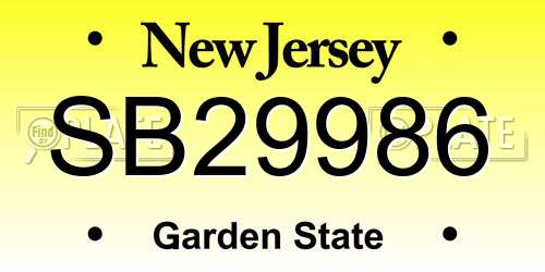 SB29986 New Jersey License Plate