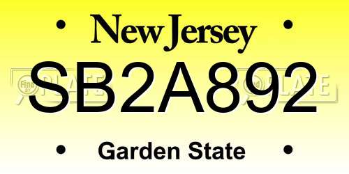 SB2A892 New Jersey License Plate