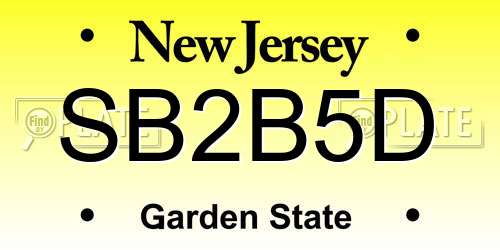 SB2B5D New Jersey License Plate