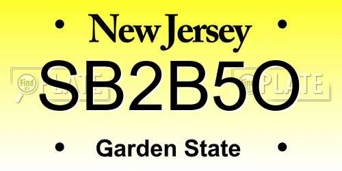 SB2B5O New Jersey License Plate