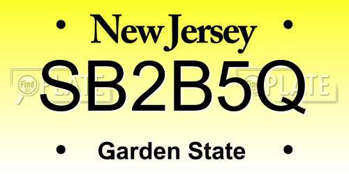 SB2B5Q New Jersey License Plate