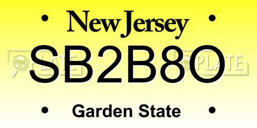 SB2B8O New Jersey License Plate