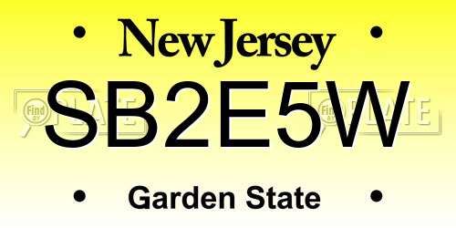 SB2E5W New Jersey License Plate