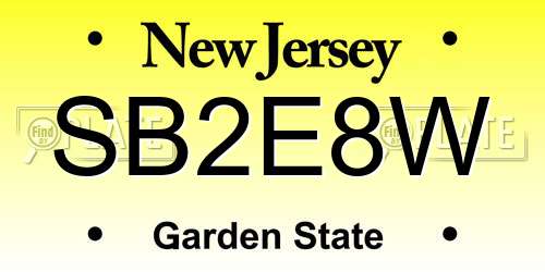 SB2E8W New Jersey License Plate