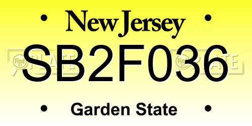 SB2F036 New Jersey License Plate
