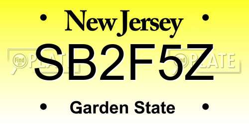 SB2F5Z New Jersey License Plate