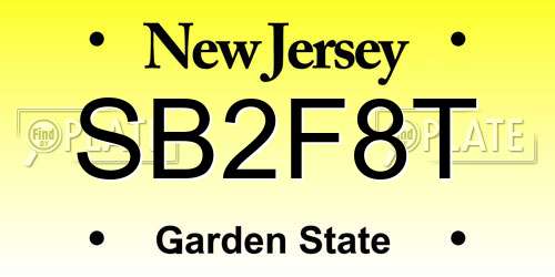 SB2F8T New Jersey License Plate