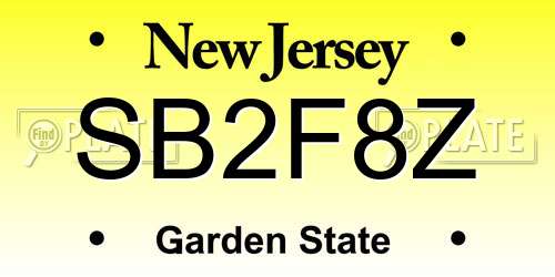 SB2F8Z New Jersey License Plate