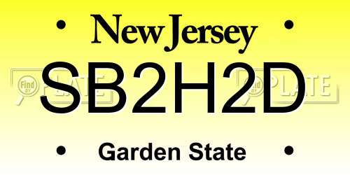 SB2H2D New Jersey License Plate