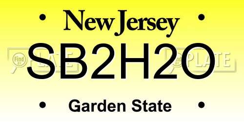 SB2H2O New Jersey License Plate