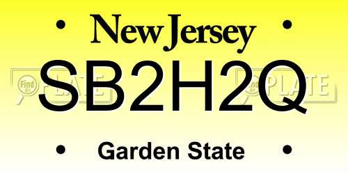 SB2H2Q New Jersey License Plate