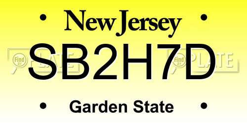 SB2H7D New Jersey License Plate