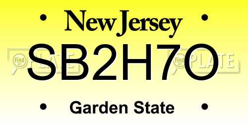 SB2H7O New Jersey License Plate