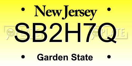 SB2H7Q New Jersey License Plate
