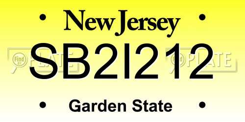 SB2I212 New Jersey License Plate