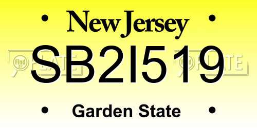 SB2I519 New Jersey License Plate