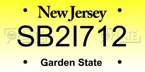 SB2I712 New Jersey License Plate