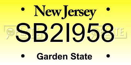 SB2I958 New Jersey License Plate