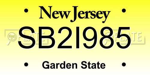 SB2I985 New Jersey License Plate