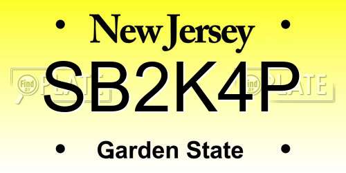 SB2K4P New Jersey License Plate