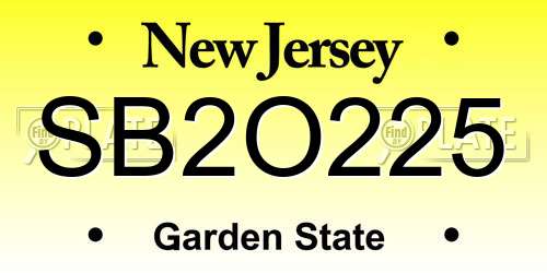 SB2O225 New Jersey License Plate