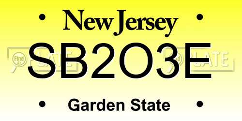 SB2O3E New Jersey License Plate