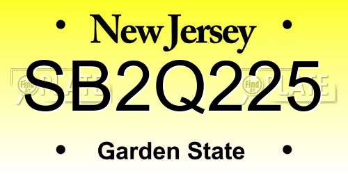 SB2Q225 New Jersey License Plate