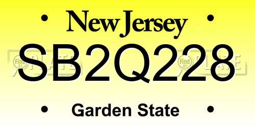 SB2Q228 New Jersey License Plate