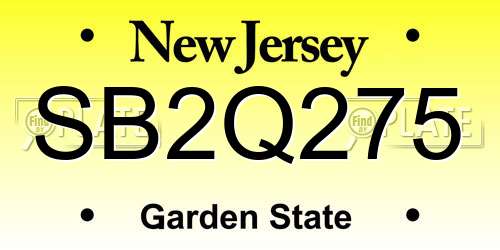 SB2Q275 New Jersey License Plate
